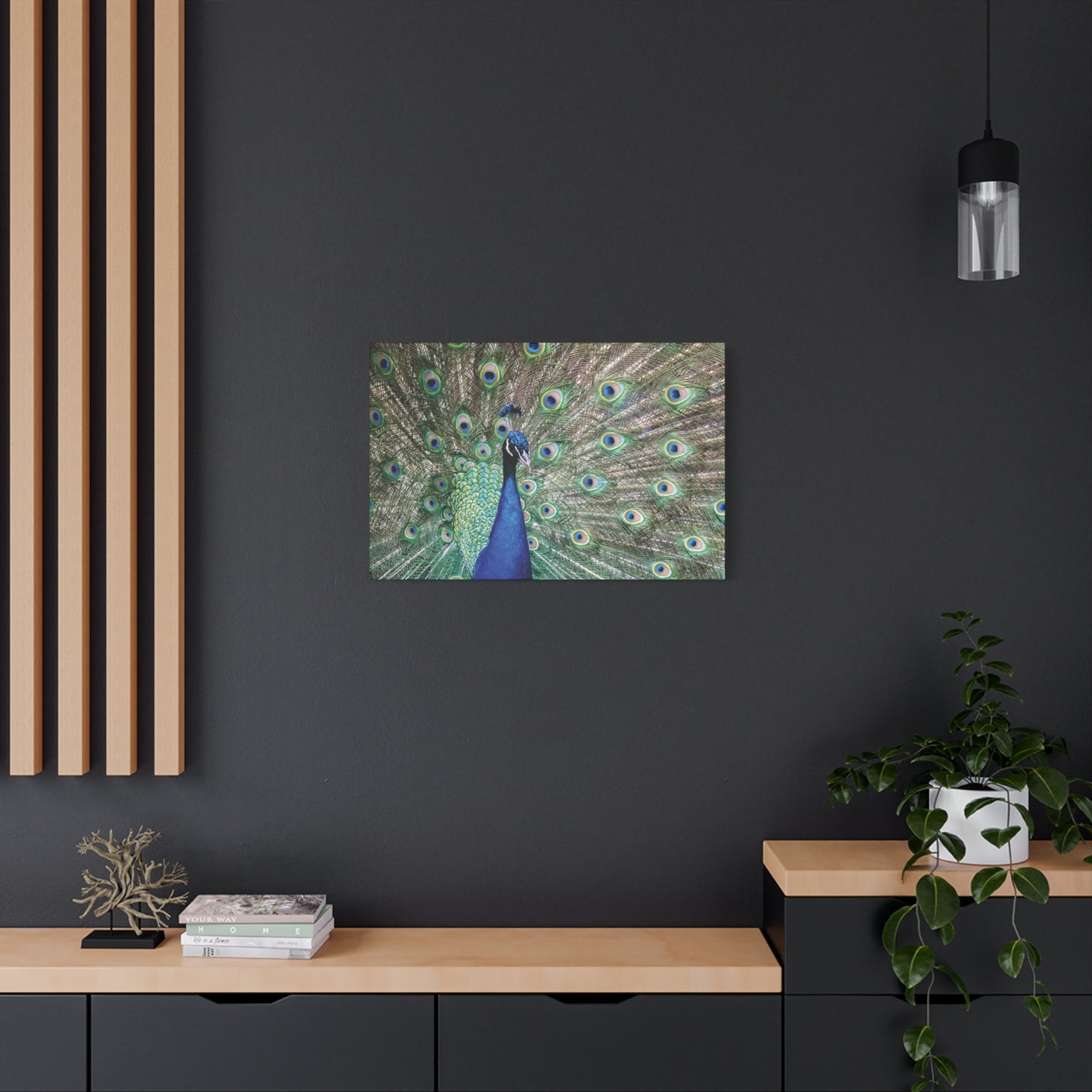 Fanned Peacock Canvas Wall Art